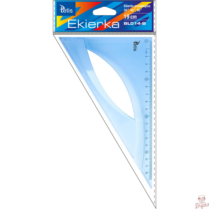 Ekierka prostokątna 19cm NIEBIESKA BL014-B TETIS