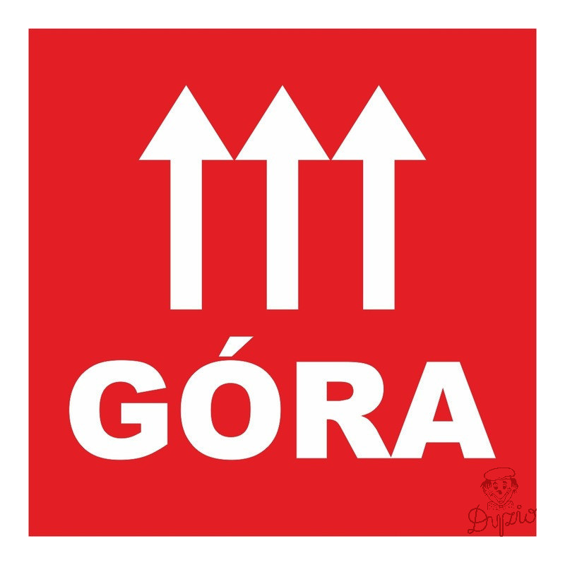 Etykieta ostrzegawcza GÓRA 77x77mm papierowa na roli (1000szt) BULK