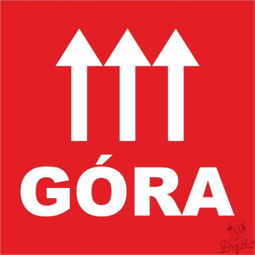 Etykieta ostrzegawcza GÓRA 77x77mm papierowa na roli (1000szt) BULK