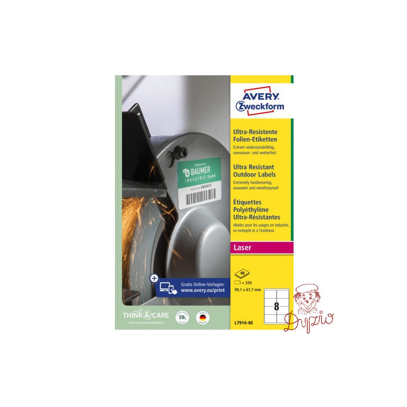 Etykiety foliowe Ultra Resistant 99,1x67,7mm (40arkuszy||320etykiet) L7914-40 AVERY ZWECKFORM