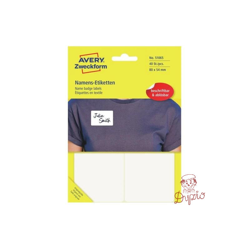 Etykieta identyfikatory imienne 80x54mm(10 arkuszy || 40etykiet) białe foliowe 51065 AVERY ZWECKFORM