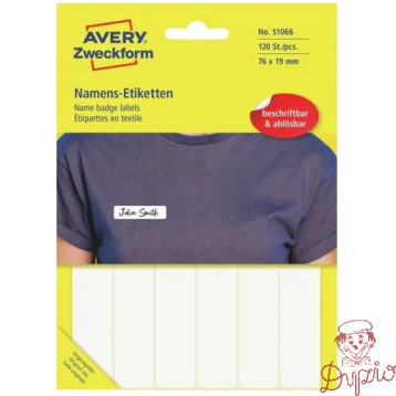 Etykieta identyfikatory imienne 76x19mm(10 arkuszy || 120etykiet) białe foliowe 51066 AVERY ZWECKFORM