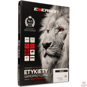 Etykiety A4 białe (100 ark) 70x33,8mm nr.034 EMERSON eta4070x338