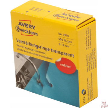 Etykieta pierścienie wzmacniające Q13mm przezroczyste 3510 AVERY ZWECKFORM