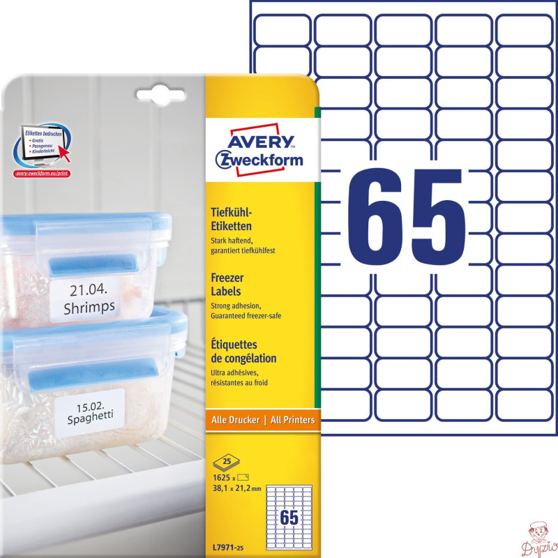 Etykieta ZF 38,1x21,2mm biała (25ark) L7971-25 AVERY ZWECKFORM