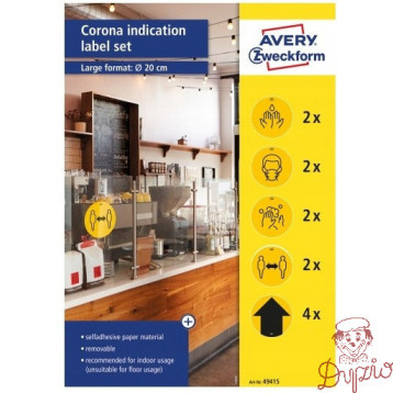 Zestaw etykiet ostrzegawczych - koronawirus fi20 gotowe wzory usuwalne 49415 AVERY ZWECKFORM