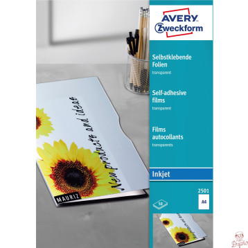 Folie samoprzylepne A4 0.17mm przezroczyste INK 50 ark. ZF2501 AVERY ZWECKFORM