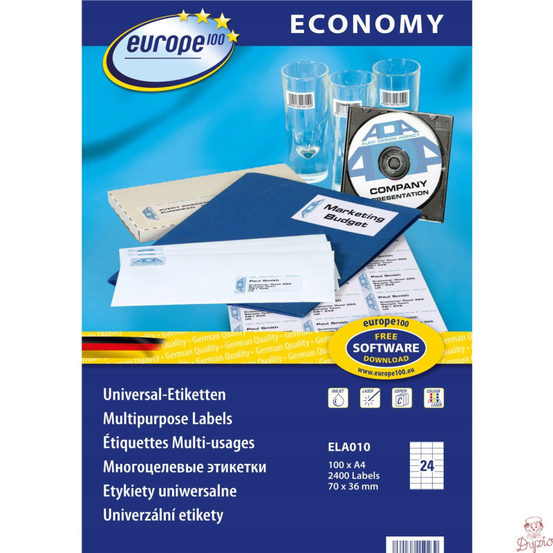Etykiety ECONOMY A4 białe 70x36mm ELA010 AVERY ZWECKFORM