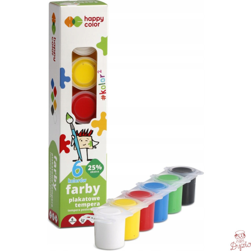 Farba plakatowa HAPPY COLOR TEMPERA 6kol. x25ml HA 3310 0025-K6