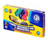 Farby szkolne dekoracyjne z brokatem 6 kolorów 10ml brokatowe 301116001 ASTRA