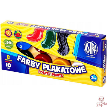 Farby plakatowe szkolne 8 kolorów 10ml zestaw 83113901 ASTRA