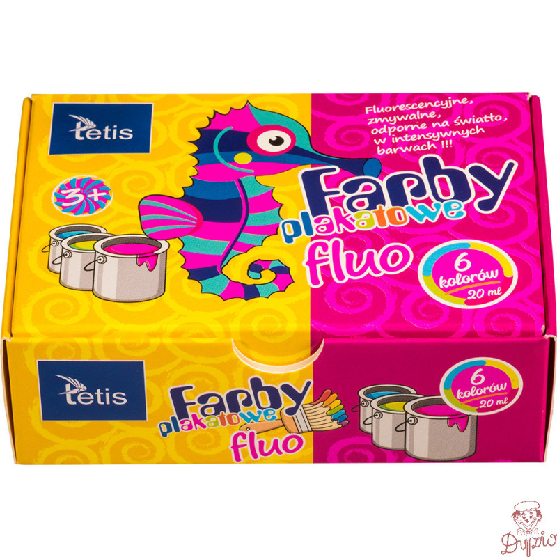 Farby plakatowe fluo 20ml. 6 kolorów KF002-A TETIS