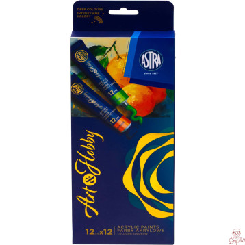 Zestaw farb akwarelowych Art&Hobby 12 kolorów 12ml. 602124004 ASTRA
