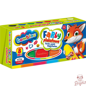 Farby plakatowe dla dzieci Zestaw 8 kolorów x 20ml BAMBINO St.Majewski