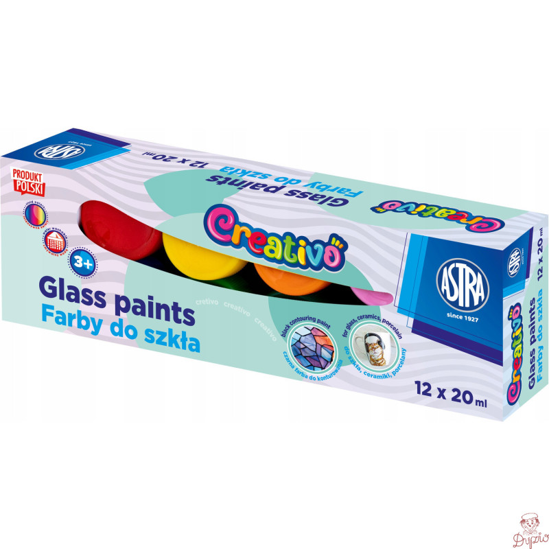 Farby do szkła 12kol. x 20ml 301124007 ASTRA