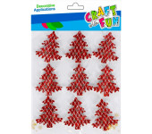 Naklejki piankowe brokatowe czerwone Choinki 9szt. 501370