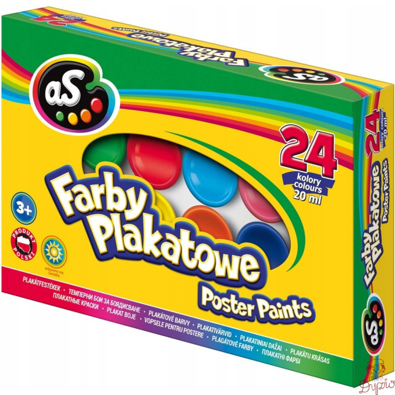Farby plakatowe duży zestaw 24 kolory 20ml szkolne AS 301219005