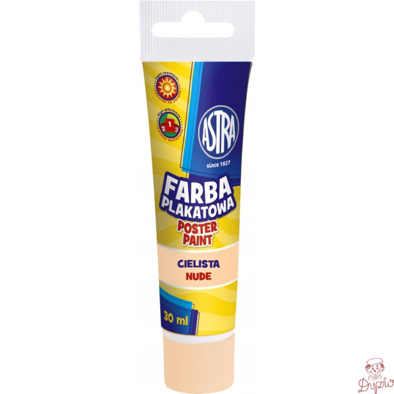 Farba plakatowa w tubkach 30ml szkolna cielista beżowa ASTRA