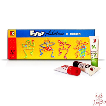 Farby plakatowe w tubach 12 kol.30ml. JEDNOŚĆ