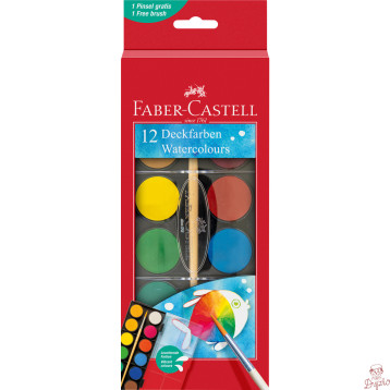 Farby szkolne 12 kolorów kasetka 30mm 120018 FABER-CASTELL