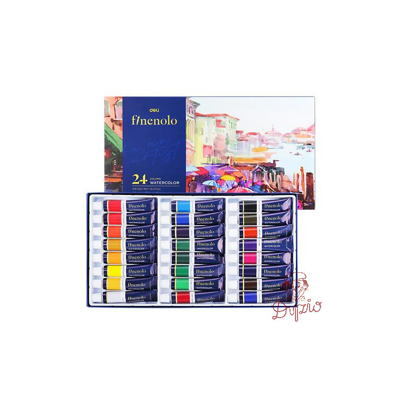 Farby akwarelowe FINENOLO 24 kolory 12ml tuba EC19-24 DELI