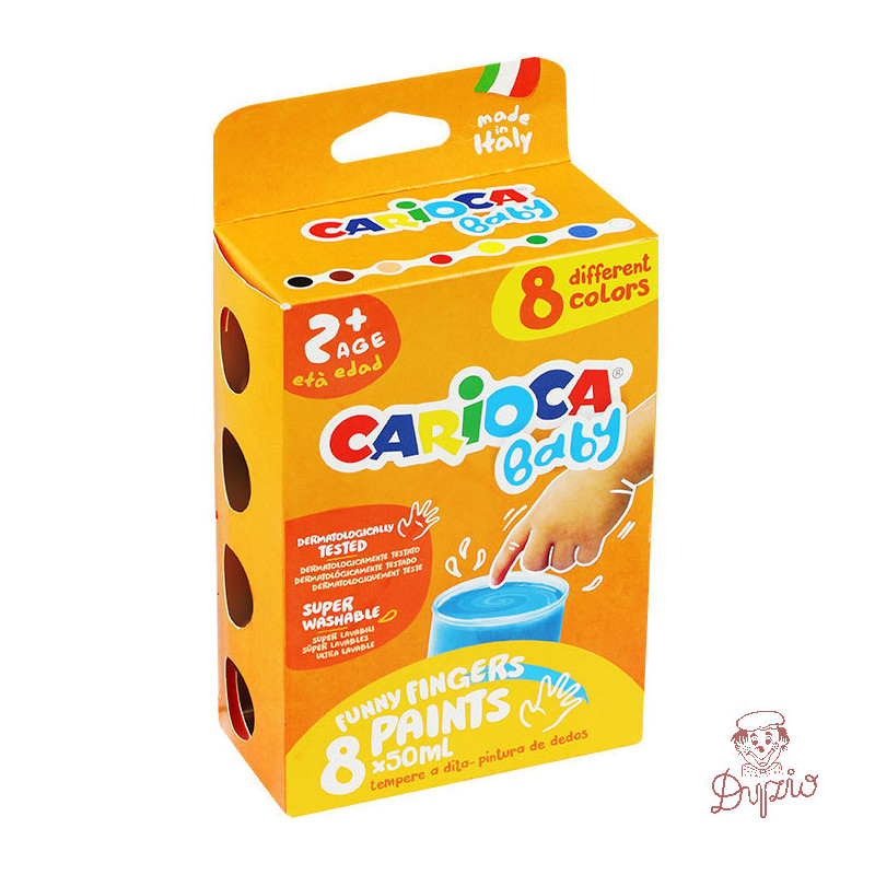 Farba CARIOCA tempera do malowania palcami 8 koloró 50ml. (43174) 170-2574
