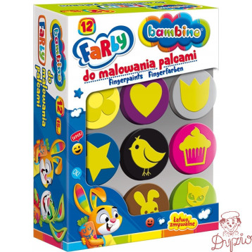 Farba dla dzieci do malowania palcami Zestaw 12 kolorów x 15ml BAMBINO St.Majewski