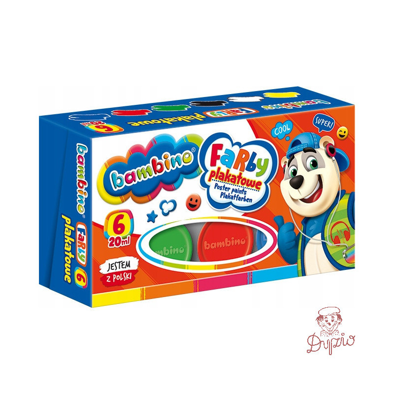Farby plakatowe dla dzieci Zestaw 6 kolorów x 20ml BAMBINO St.Majewski