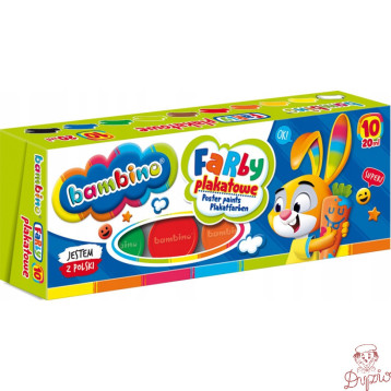 Farby plakatowe dla dzieci Zestaw 10 kolorów x 20ml BAMBINO St.Majewski