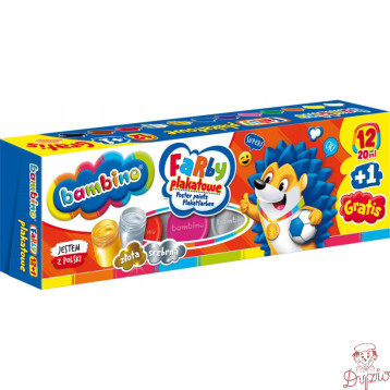 Farby plakatowe dla dzieci Zestaw 12 kolorów x 20ml + 1 farba cielista gratis BAMBINO