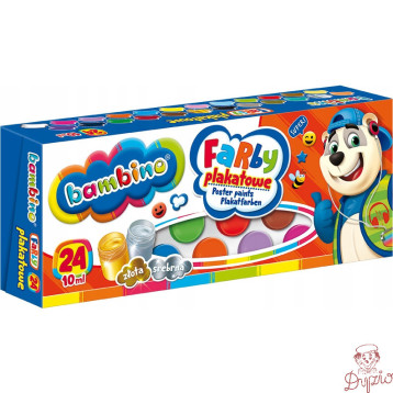 Farby plakatowe dla dzieci Zestaw 24 kolory x 10ml BAMBINO
