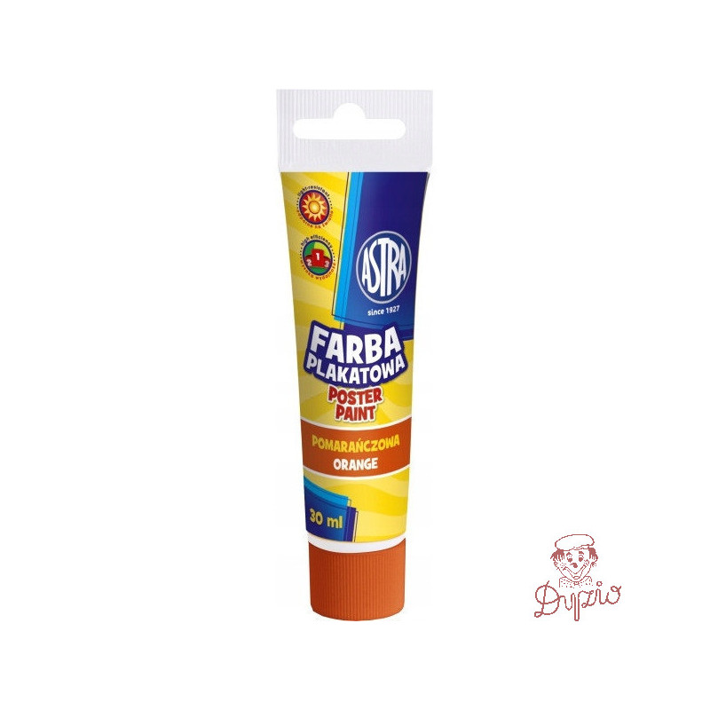 Farba plakatowa w tubkach 30ml szkolna pomarańczowa 301107001 ASTRA