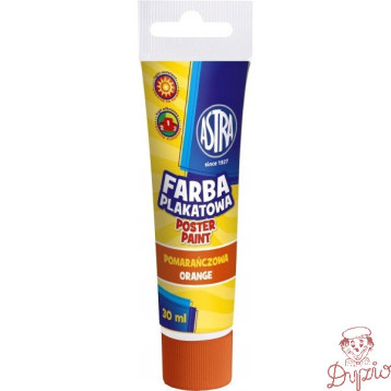 Farba plakatowa w tubkach 30ml szkolna pomarańczowa 301107001 ASTRA