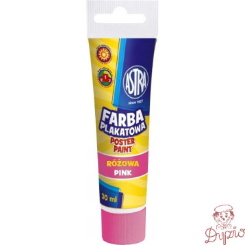 Farba plakatowa w tubkach 30ml szkolna różowa 301107002 ASTRA
