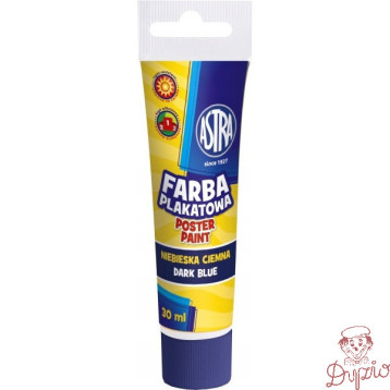Farba plakatowa w tubkach 30ml szkolna ciemno niebieska 83110914 ASTRA