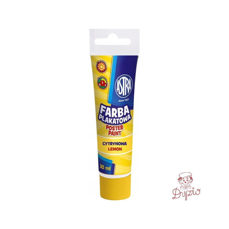 Farba plakatowa w tubkach 30ml szkolna cytrynowa żółta 83110908 ASTRA