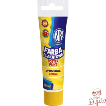 Farba plakatowa w tubkach 30ml szkolna cytrynowa żółta 83110908 ASTRA