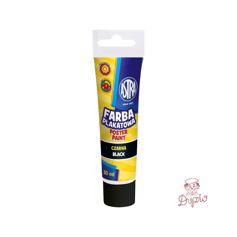 Farba plakatowa w tubkach 30ml szkolna czarna 83110909 ASTRA