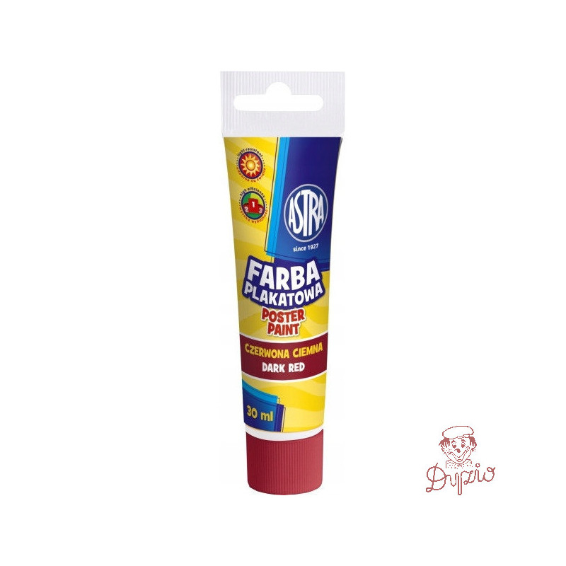 Farba plakatowa w tubkach 30ml szkolna czerwona ciemna 83110911 ASTRA