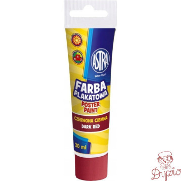 Farba plakatowa w tubkach 30ml szkolna czerwona ciemna 83110911 ASTRA