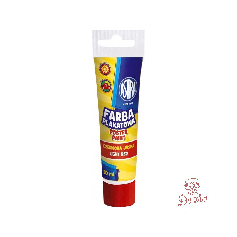 Farba plakatowa w tubkach 30ml szkolna jasno czerwona 83110907 ASTRA