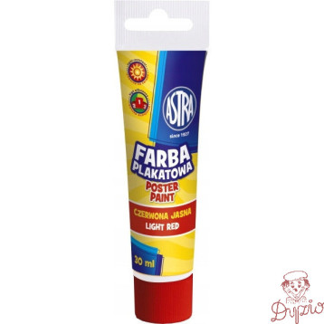 Farba plakatowa w tubkach 30ml szkolna jasno czerwona 83110907 ASTRA