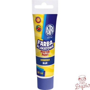 Farba plakatowa w tubkach 30ml szkolna niebieska 83110905 ASTRA