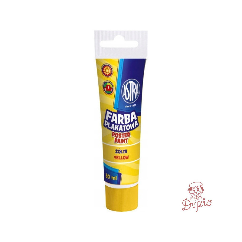 Farba plakatowa w tubkach 30ml szkolna żółta 83110915 ASTRA