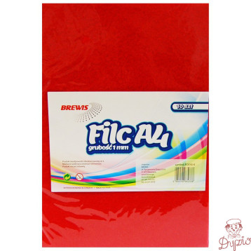 Filc czerwony A4 grubość 1mm, 10 arkuszy FC410-4 BREWIS