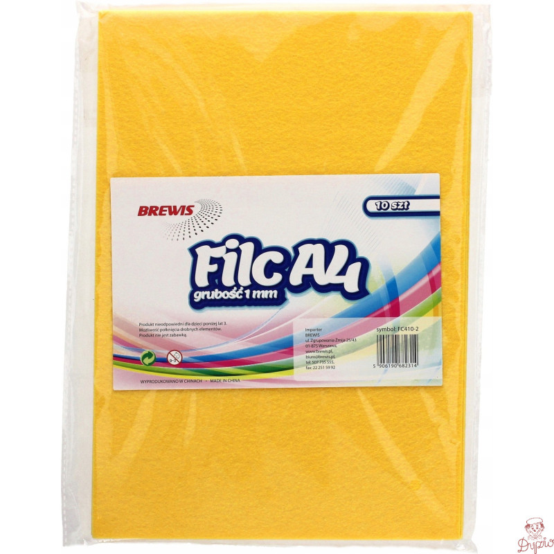 Filc A4 żółty 1mm (10ark) FC410-2 BREWIS