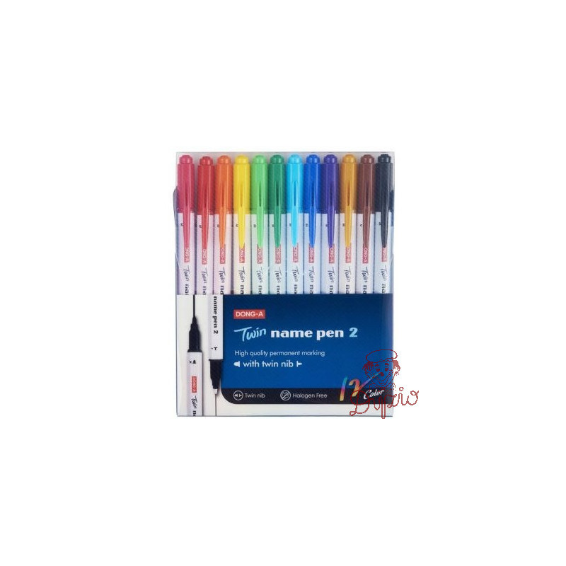 Pisak F/M dwustronny permanentny 12 kol. NAME PEN 2 DONG-A TT7914