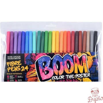 Flamastry szkolne 24 kolory w etui BOOM 771022BD07 KOH-I-NOOR