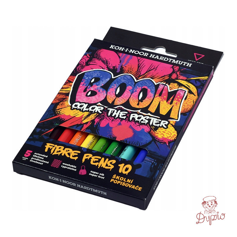 Flamastry szkolne 10 kolorów w kartoniku BOOM 771022AJ07KS KOH-I-NOOR