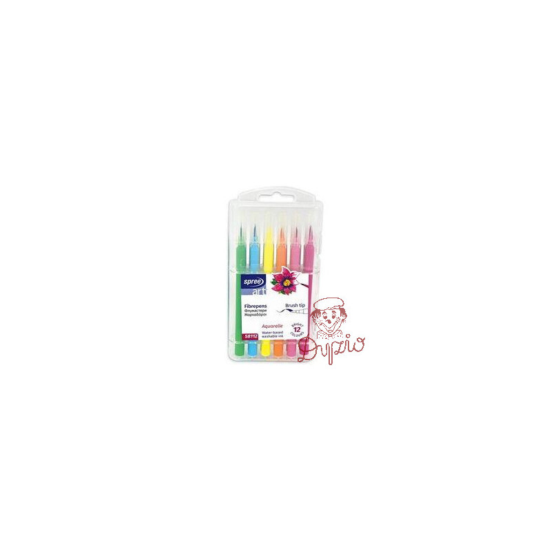 Flamastry pędzelkowe 12 kolorów etui plastikowe SPREE art FLA-58112P-00101